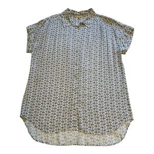 Jane & Delancey White & Black Bicycle Print Short Sleeve Button Down Blouse - XL